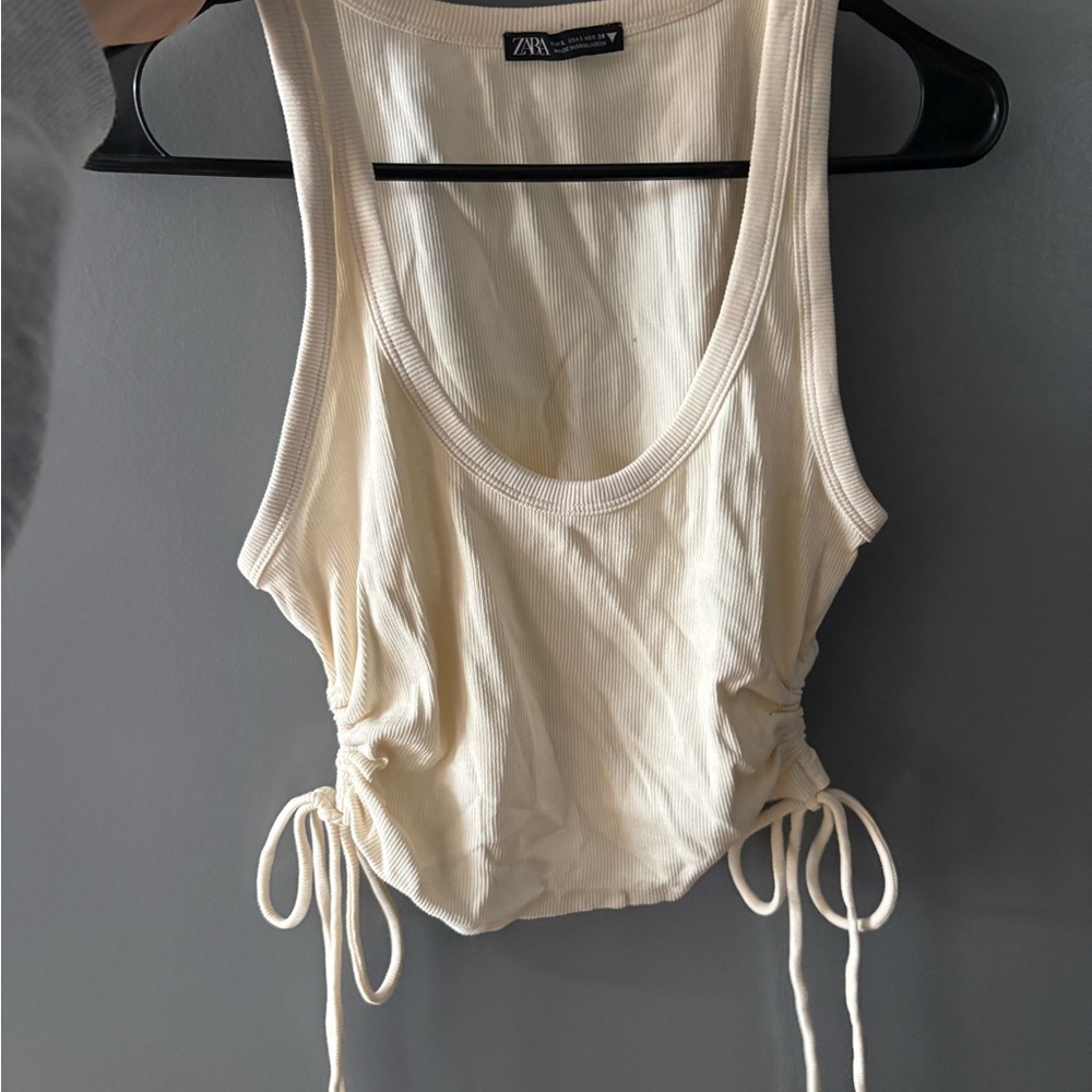 Zara Ivory Ruched Tank Top